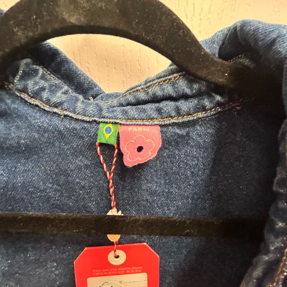 NWT FARM Rio Floral Lightweight Denim Jean Jacket/Shirt Size L - Picture 5 of 7
